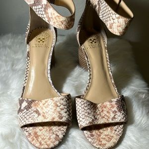 Vince Camuto Snakeskin Print Block heel sandal - Multi Natural Color 10M